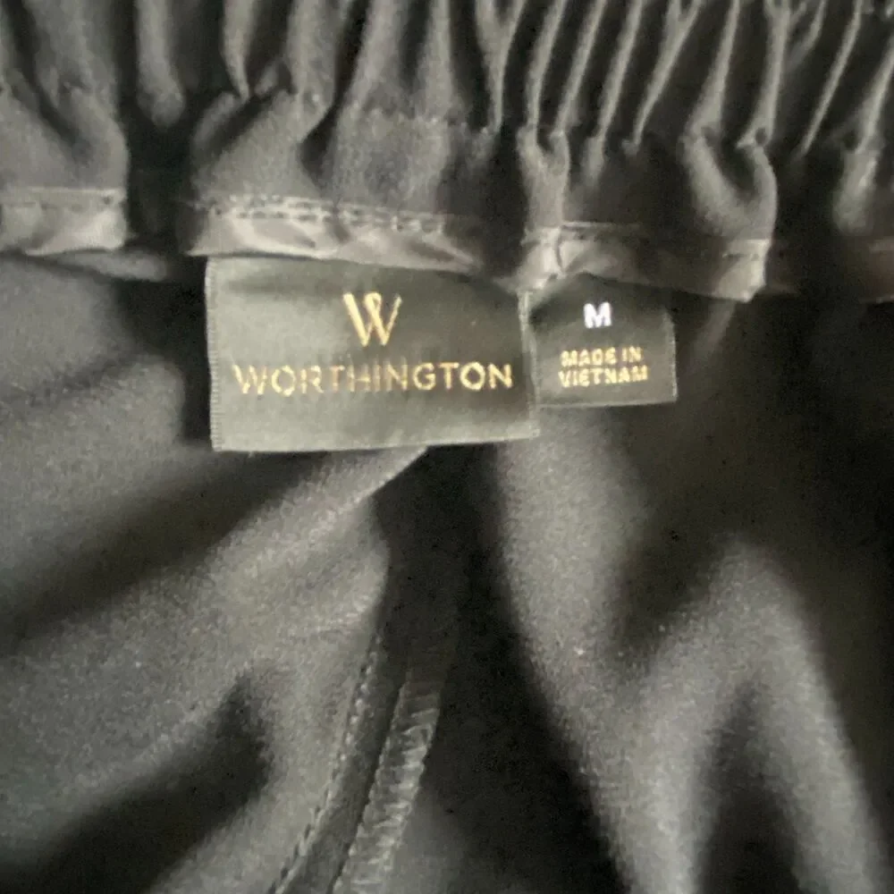 Worthington Shorts Women Size Medium Black Paper bag Waist Belted